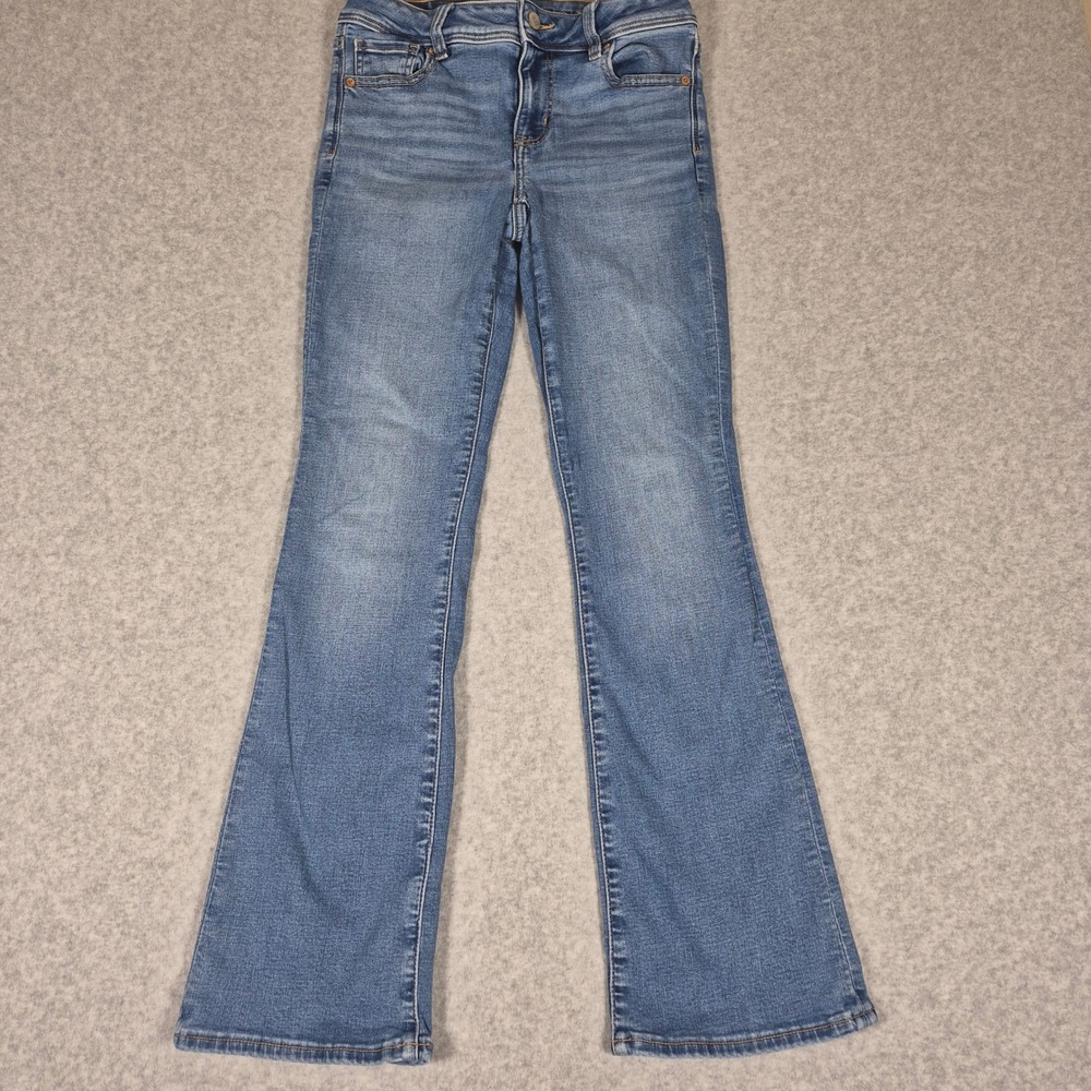 American Eagle Kick Boot Jeans Womens 0 Short Blue Next Level Stretch Denim